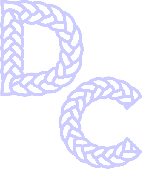 Crochet in the shape of the letters D and C